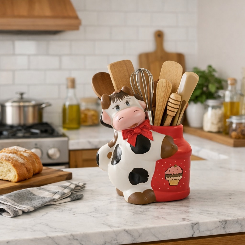 Decoração Para Cozinha Em Cerâmica Vaquinha Pote