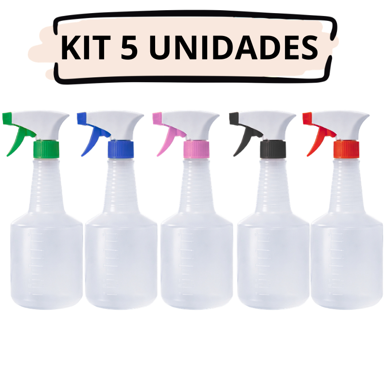 Kit 5 Borrifadores Pulverizadores Com Gatilho Spray P Todo Tipo de Líquido 500ml multiuso regulável