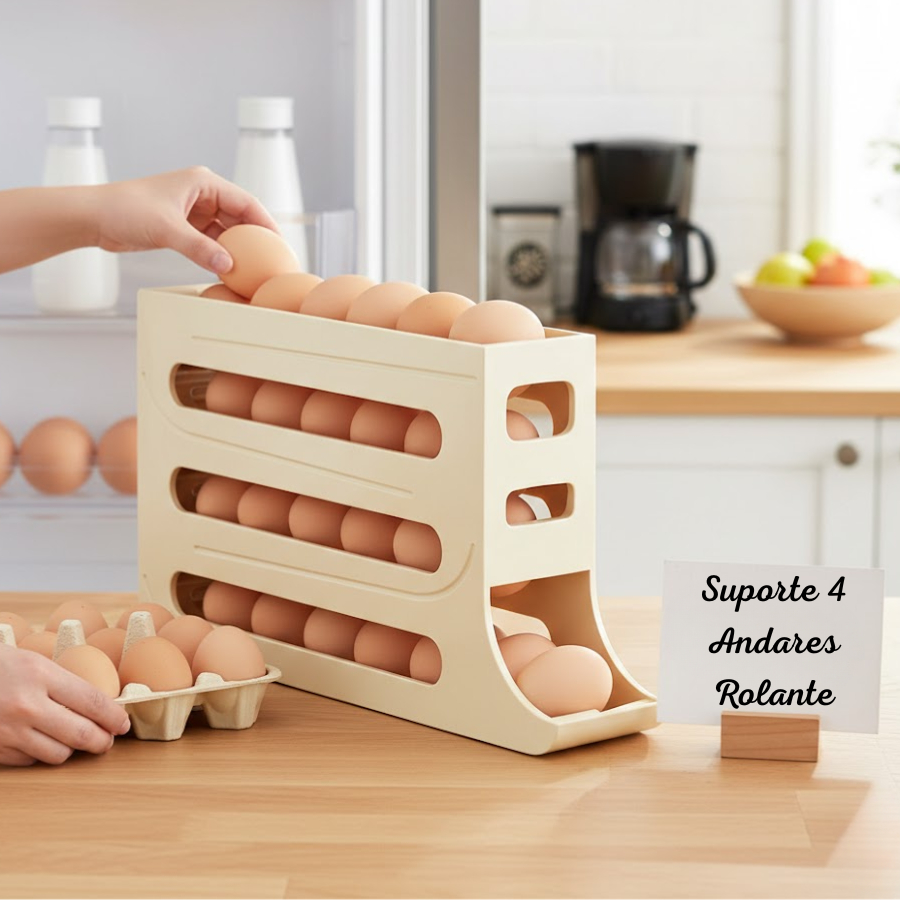 Suporte Porta Ovos 4 Andares Rolante Dispenser até 30 Ovos