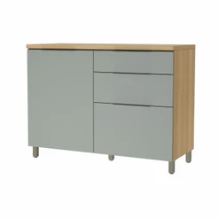 Balcão De Cozinha 1,20m Marquesa 1 Porta 3 Gavetas Nature/Verde Nesher