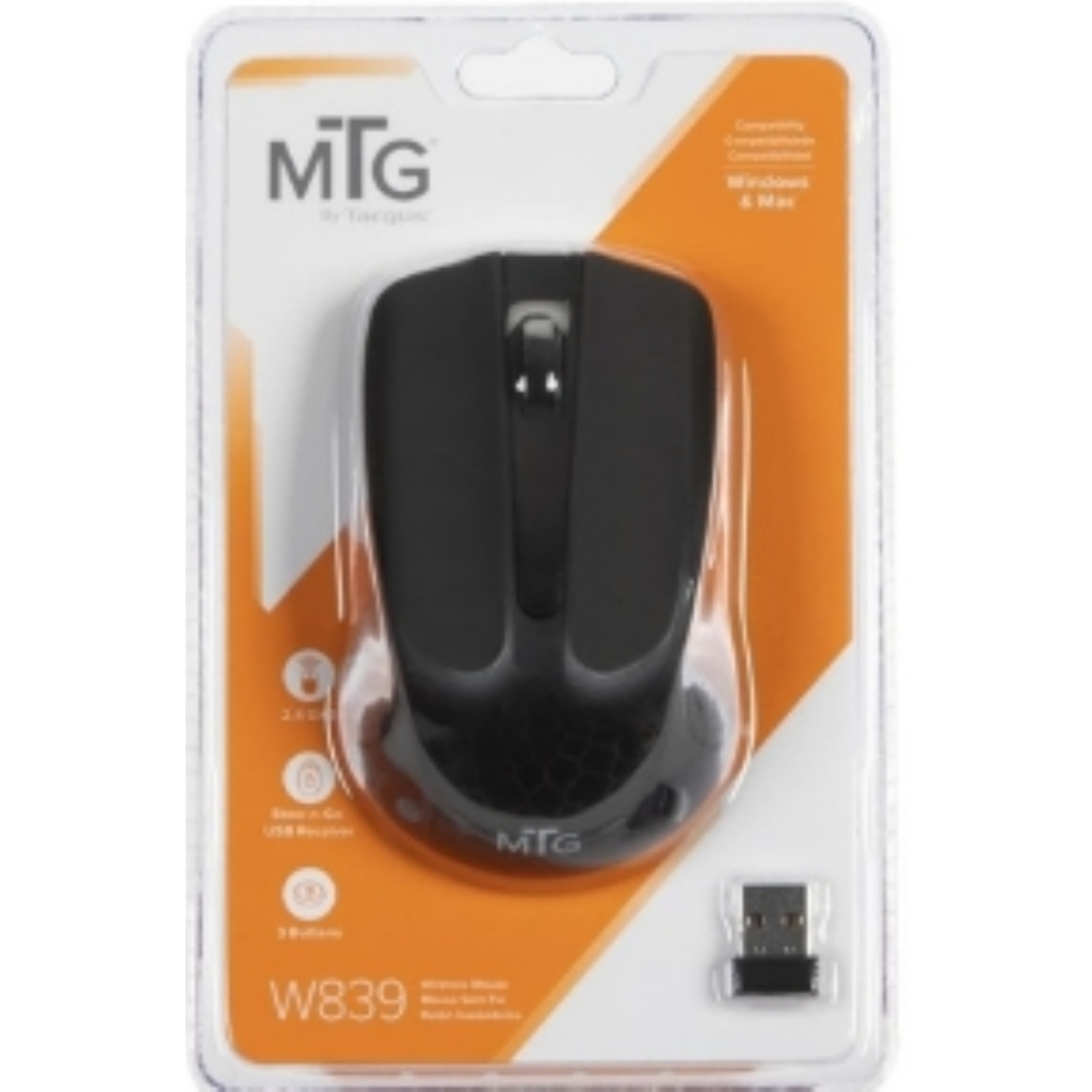 Mouse Óptico MTG Sem Fio Ergonômico Wireless 3 Botões Targus W839 Windows e Mac