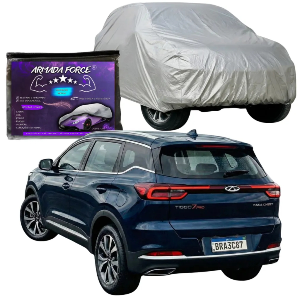 Capa De Cobrir Carro Modelo CAOA Chery TIGGO 7 PRO Forrada 100% Impermeável Proteção Sol e Chuva