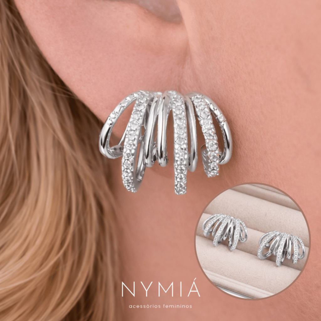 Brinco Feminino Argola Earcuff de Zircônia Brilho Versátil Atemporal em Oferta na Shopee
