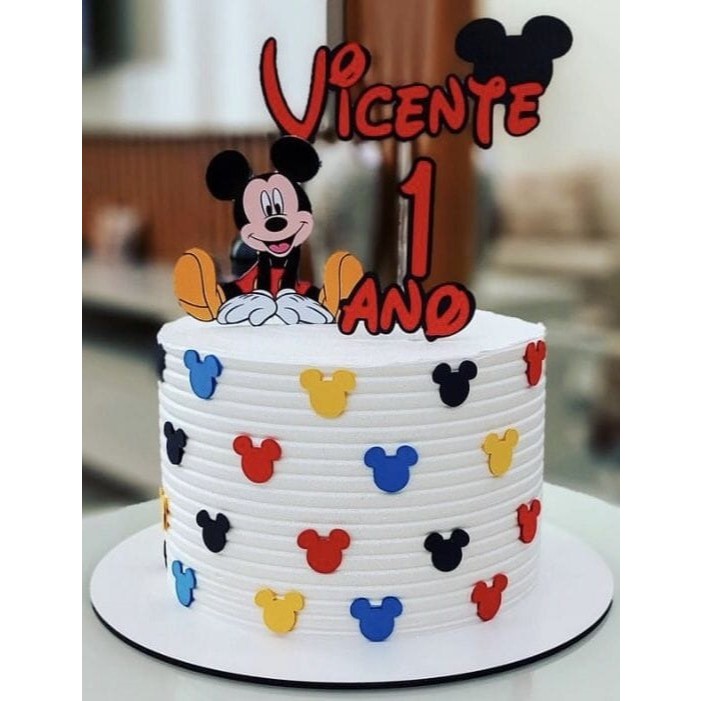 Topo Topper de Bolo Personalizado Mickey Mouse Disney em Oferta na Shopee