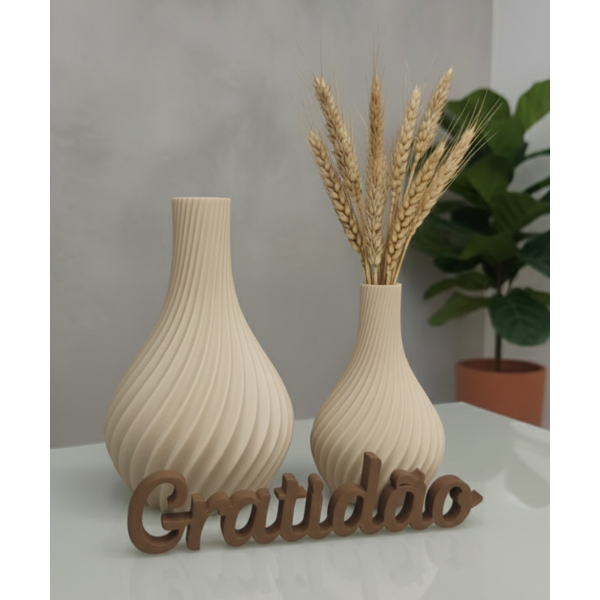 Kit 2 Vasos Decorativos + Letreiro Personalizado Decoração Moderna Elegante Casa e Escritório