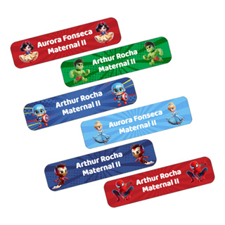 Kit Adesivo Etiqueta Material Escolar Personalizada Nome Desenho Herois Times Lavável 100 Unidades em Oferta na Shopee