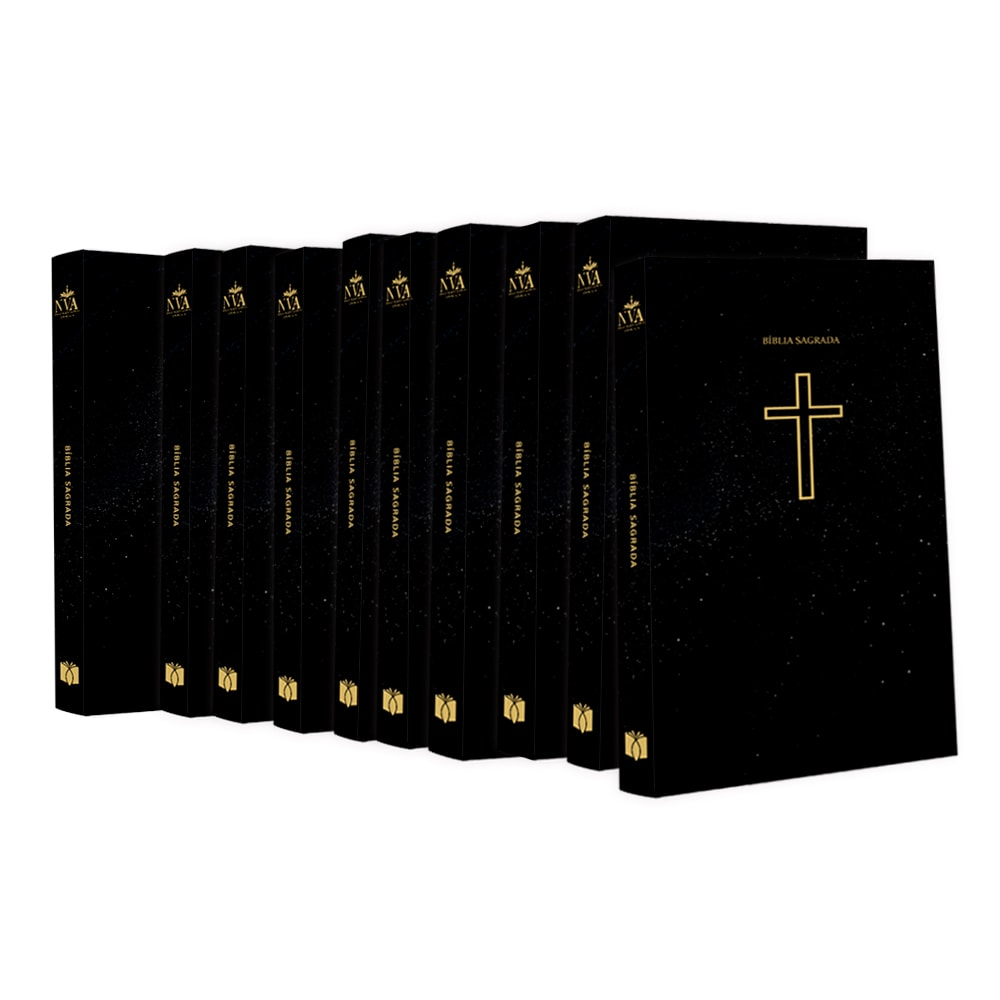 Kit 10 Bíblias Sagrada Salvos Pela Graça | NVA | Capa Brochura Preta