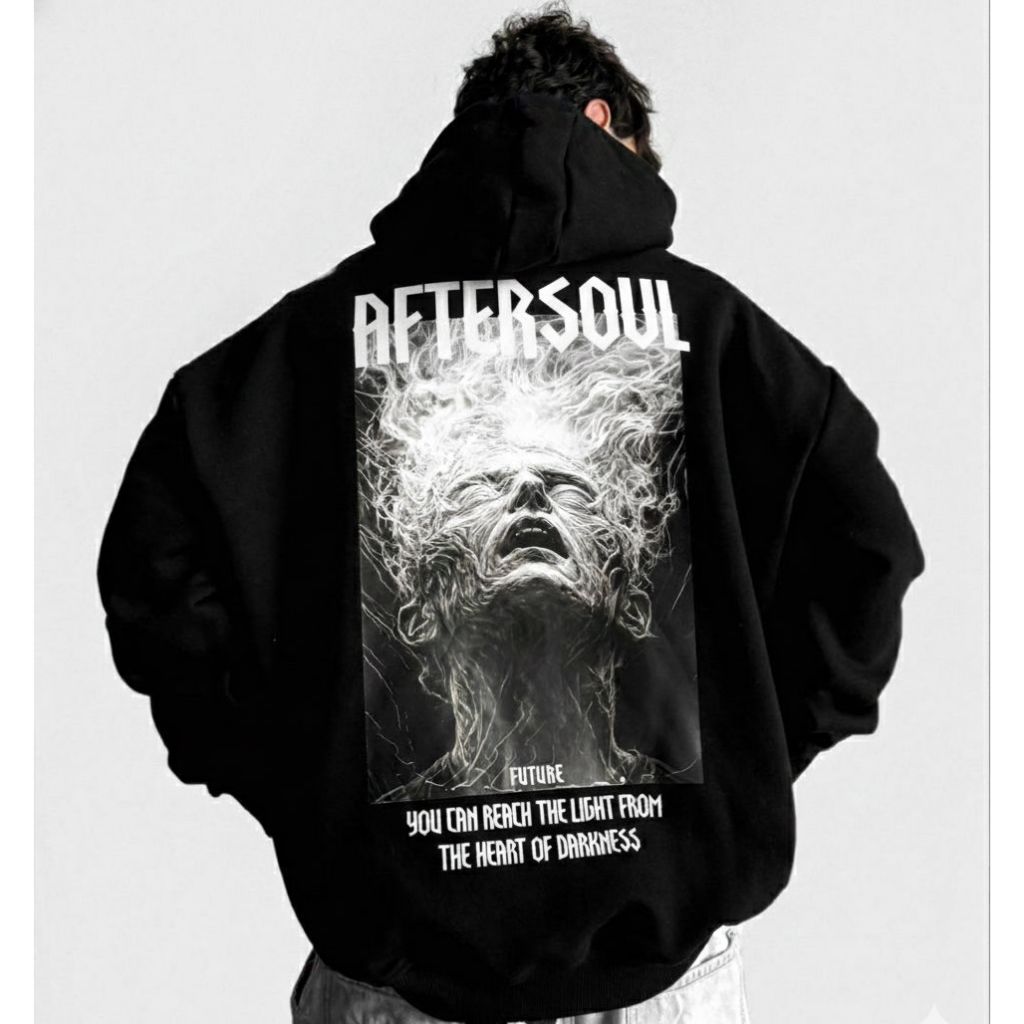 Moletom Capuz Anime AfterSoul Future Darkness Aftersoul Unissex Plus Size PP ao G3 Peluciado