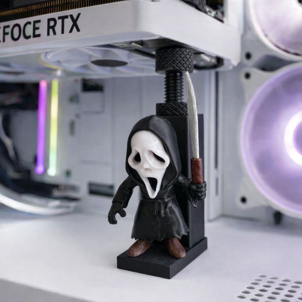 Suporte GPU Ghost Face Pânico Ajustável | Apoio Placa de Vídeo Gamer Decor Setup