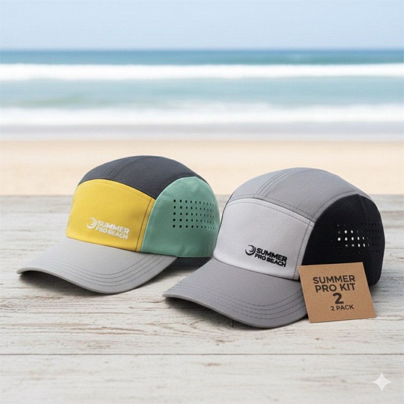 Kit 2 Boné 5 panel Trucker Summer Pro Skate Telinha Surfe Brasil