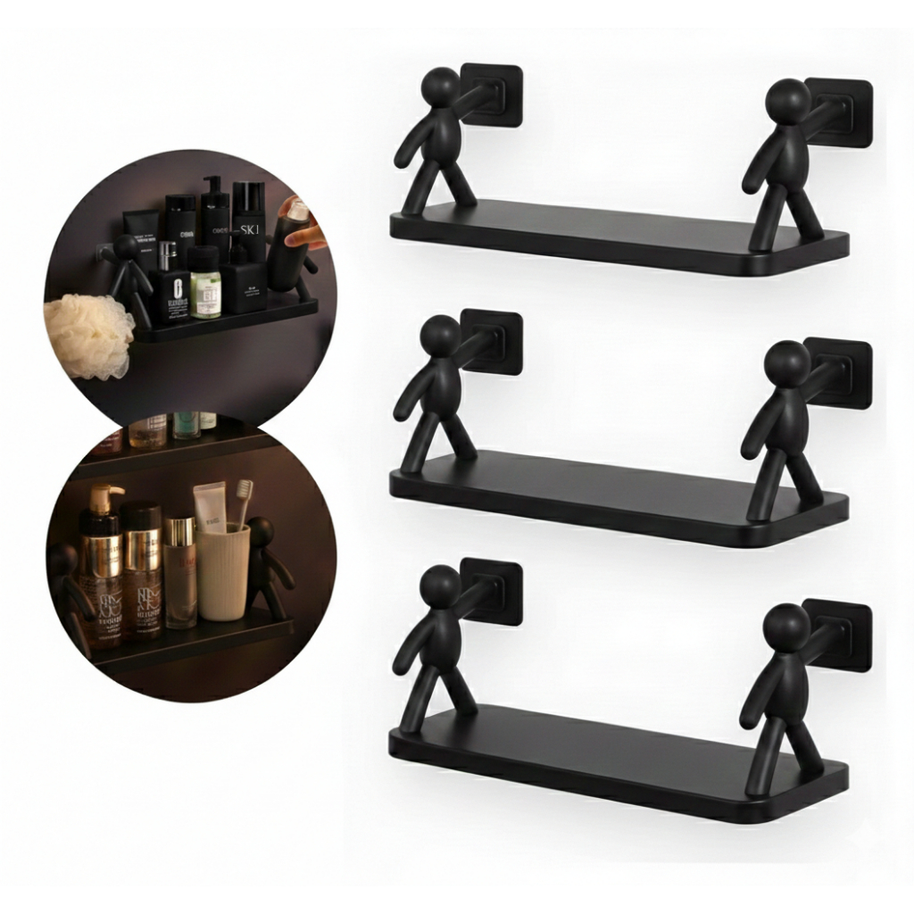 Kit 3 Suportes Prateleiras Preto ou Branco Multifuncional Boneco Casa Banheiro Quarto em Oferta na Shopee