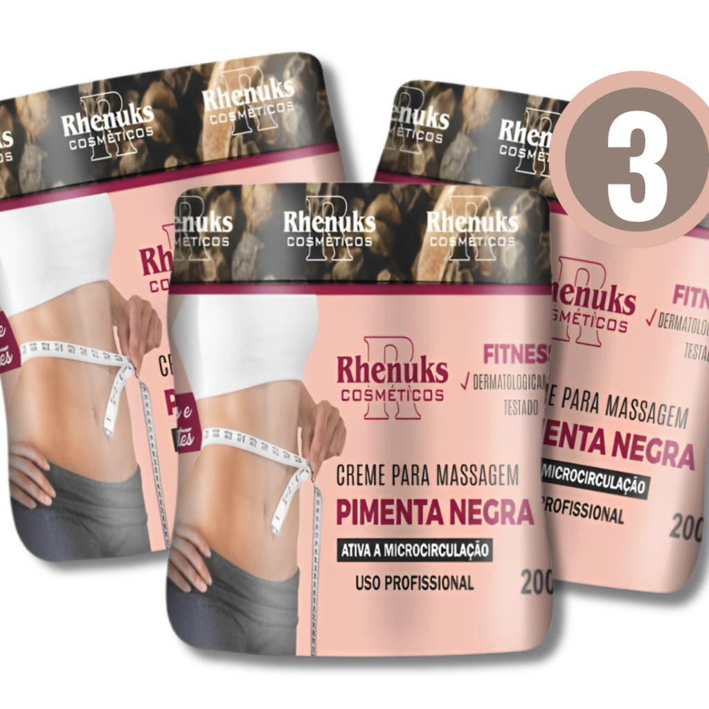 Kit 3 Gel Redutor De Medidas Pimenta Negra 200g - Combate Estrias e Celulite