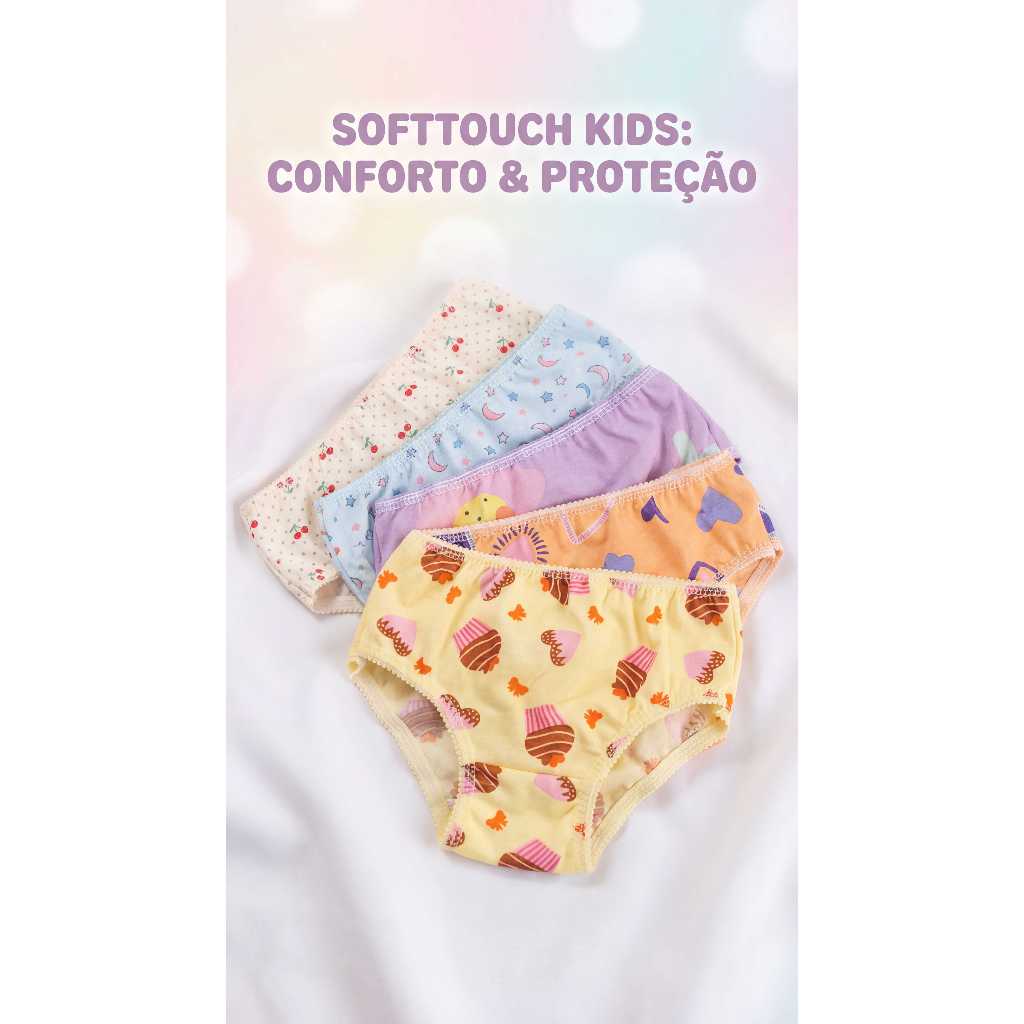 10 Calcinha Infantil Menina Estampadas  Forro Algodão Super Conforto P AO GG em Oferta na Shopee