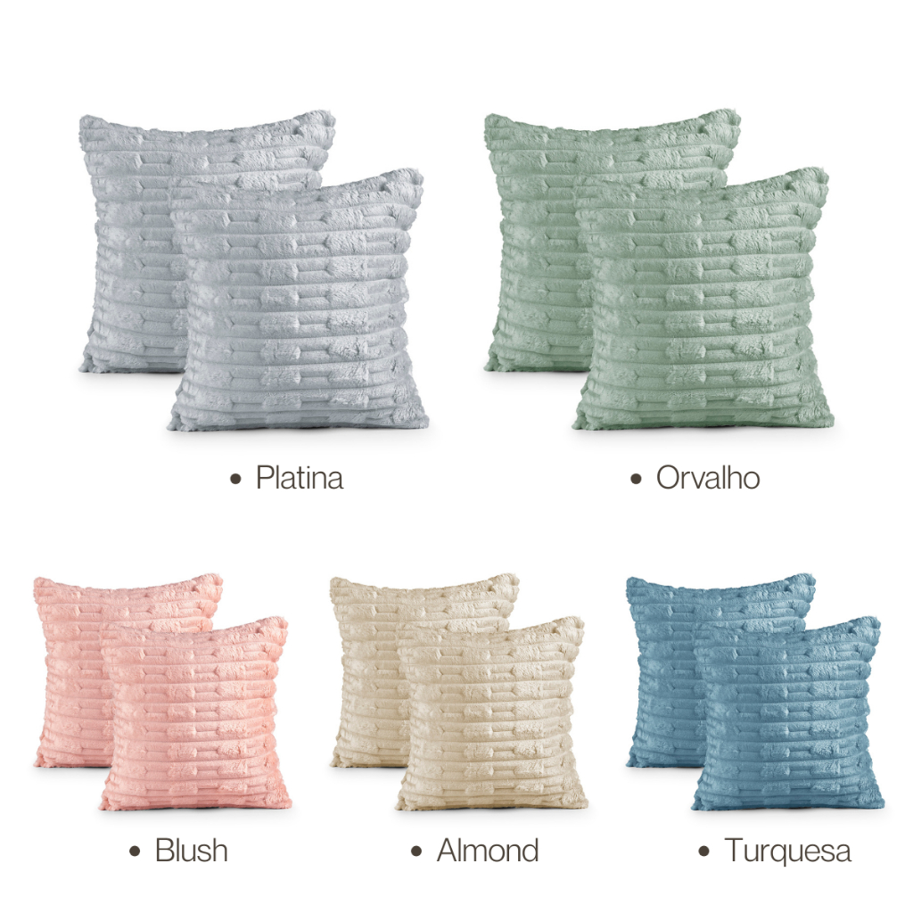 Kit 2 Capas de Almofadas 45cm x 45cm Aveludada Com Relevo e Zíper em Oferta na Shopee