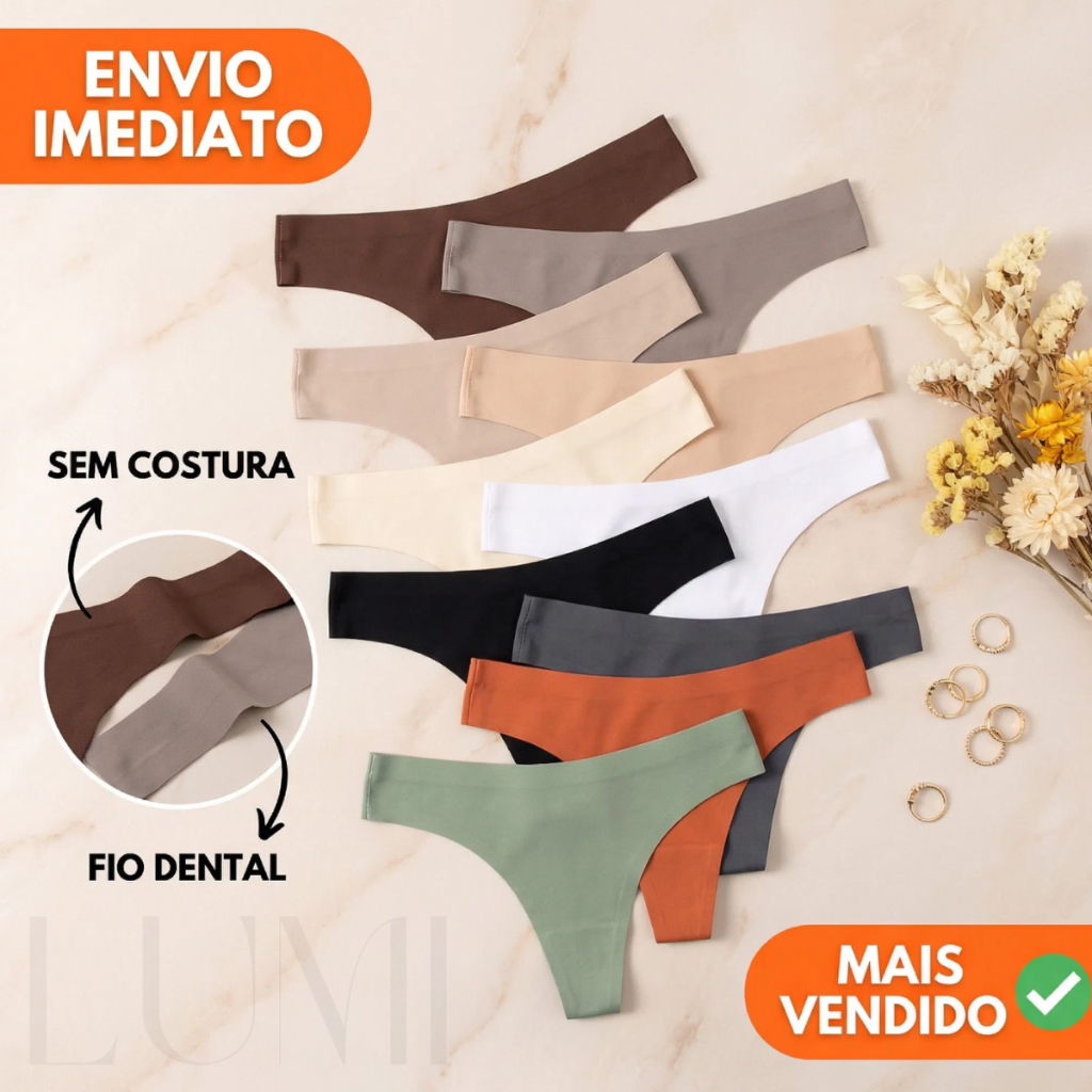12/10/8/4 Calcinhas Sem Costura Fio Dental Corte a Laser Acabamento Premium em Oferta na Shopee