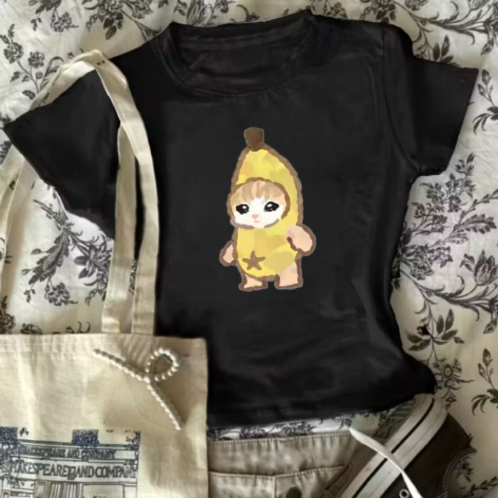 Cropped  Slim Blusinha Vintage Gatinho Meme Tecido De Algodão Fio 30.1 em Oferta na Shopee