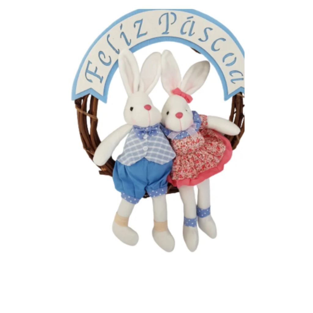 Guirlanda Enfeite de pascoa 45Cm c/ Placa Feliz Natal   Decoração páscoa