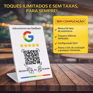 Display / Placa de Balcão para Google/Instagram Avaliação, QR-CODE E NFC em Oferta na Shopee
