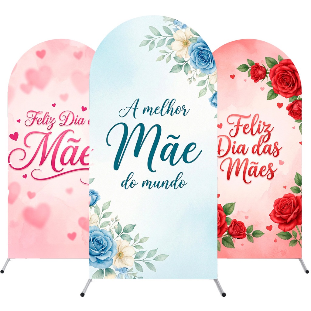 Capa Painel Romano Feliz Dia das Mães Sublimado Elástico 2x1m