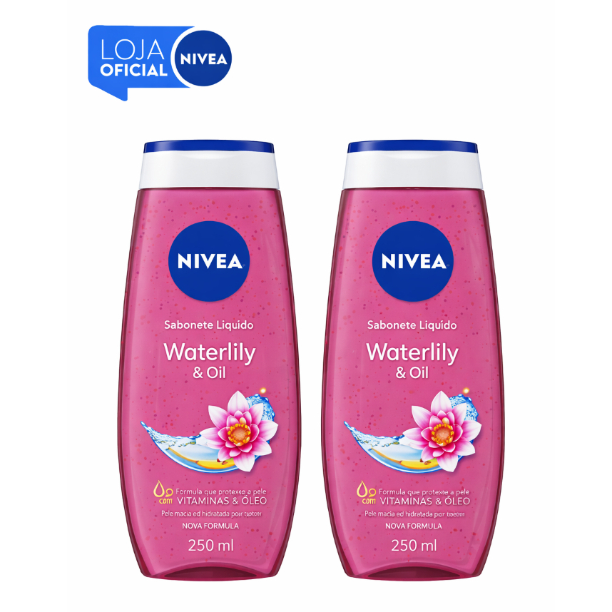 KIT NIVEA Sabonete Líquido Waterlily & Oil 250ml - 2 unidades BBB 26 em Oferta na Shopee