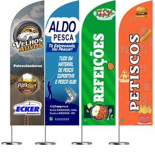 Wind Banner Personalizado Kit Completo Sua Marca 2m Bandeira/ BANNER LOJA/ BARBEARIA/ MERCADO/ EXPOSITOR