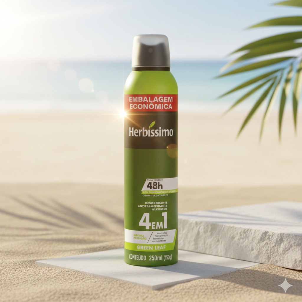 Desodorante Aerosol Antitranspirante Herbíssimo Green Leaf 250ml – Frescor Natural e Proteção 72h | Embalagem Econômica em Oferta na Shopee