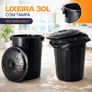 Cesto 30 Litros Para Lixo Balde  Com Tampa Evita Odor Super Resistente Para Comercios Residencias Limpeza Praticidade em Oferta na Shopee