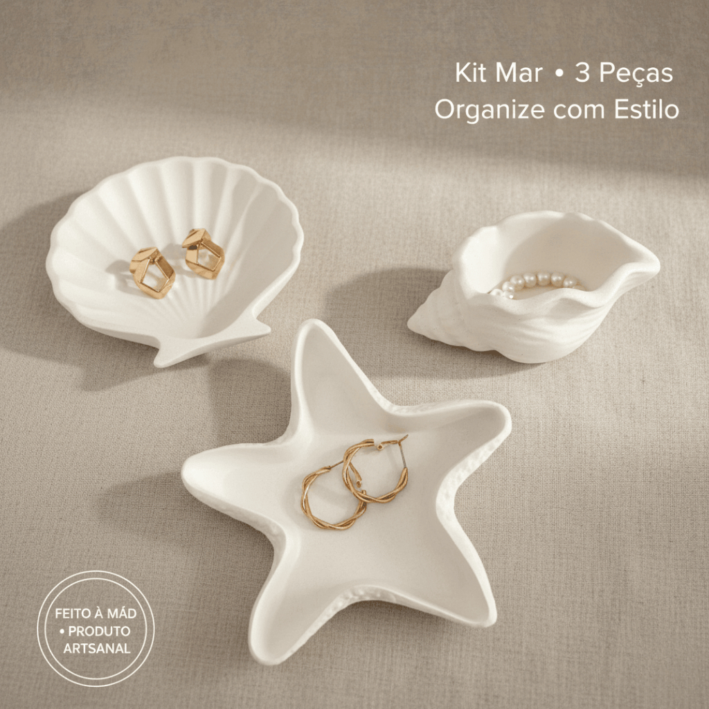 KIT MAR | Decorativo 3 Peças | Organização Delicada em Oferta na Shopee