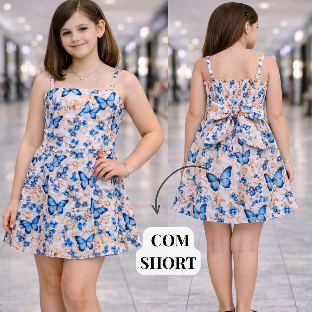 Macaquinho Juvenil Infantil Menina Verão com alça regulável  e lastex nas costas ( 2 ao 12 anos )