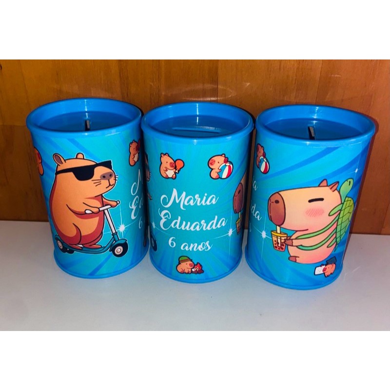 10  cofrinhos personalizado para festa infantil lembrancinha capivara azul