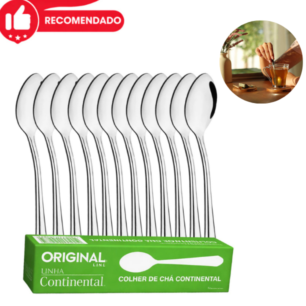 Jogo Colher de Chá Continental Kit C/12 Jogo de Talheres Inox Restaunte Cozinha Colher Pequena em Oferta na Shopee
