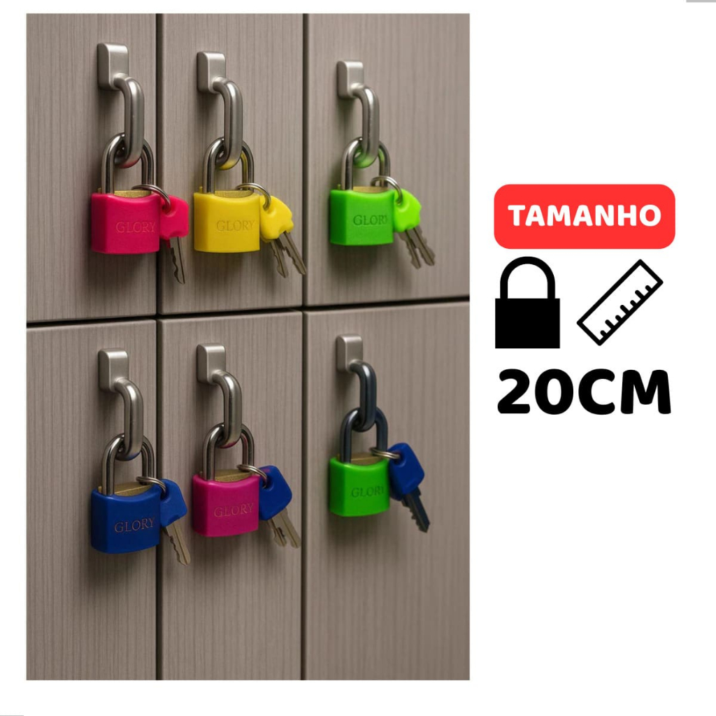 Imagem Cadeado Mala Bolsa Bagagem Pequeno 20 mm Anti furto Anti Arrombamento Latão Colorido Para Diferenciar Com 2 Chaves