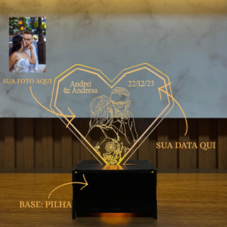 Luminária Personalizada com Foto – LED + Gravação a Laser | Presente Romântico Exclusivo em Oferta na Shopee