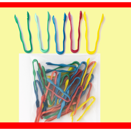 Kit 20 unidades Pinça infantil Pedagógica com 9cm em plástico biodegradável