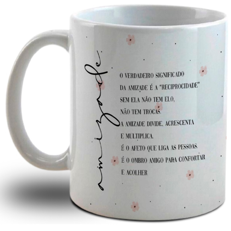 Caneca Branca personalizada de amigas- Significado de amizade