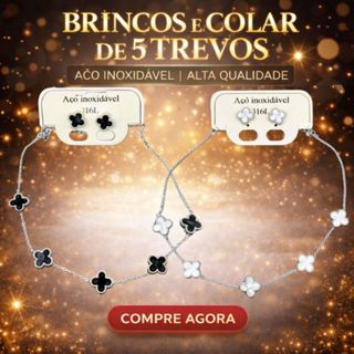 Kit Brincos + Colar Trevo Aço Inoxidável Preto Vermelho Branco Novo Estilo Simples em Oferta na Shopee