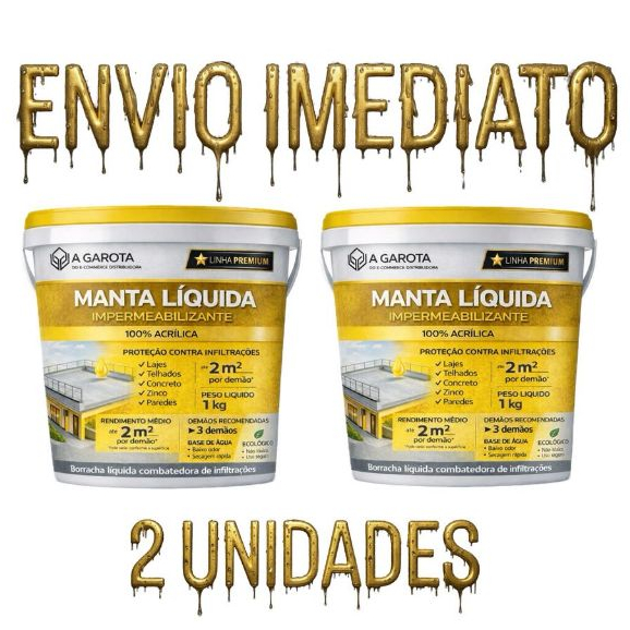 Kit 2 Mantas Acrílicas 1kg Eurodecor Infiltração em Laje Telhado Parede Pisos Tinta Emborrachada