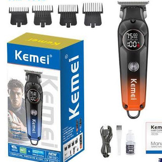 Máquina de Cortar Cabelo e Barba Kemei KM-1359 - Motor 7500RPM, Bateria 1200mAh, Display LED Turbo