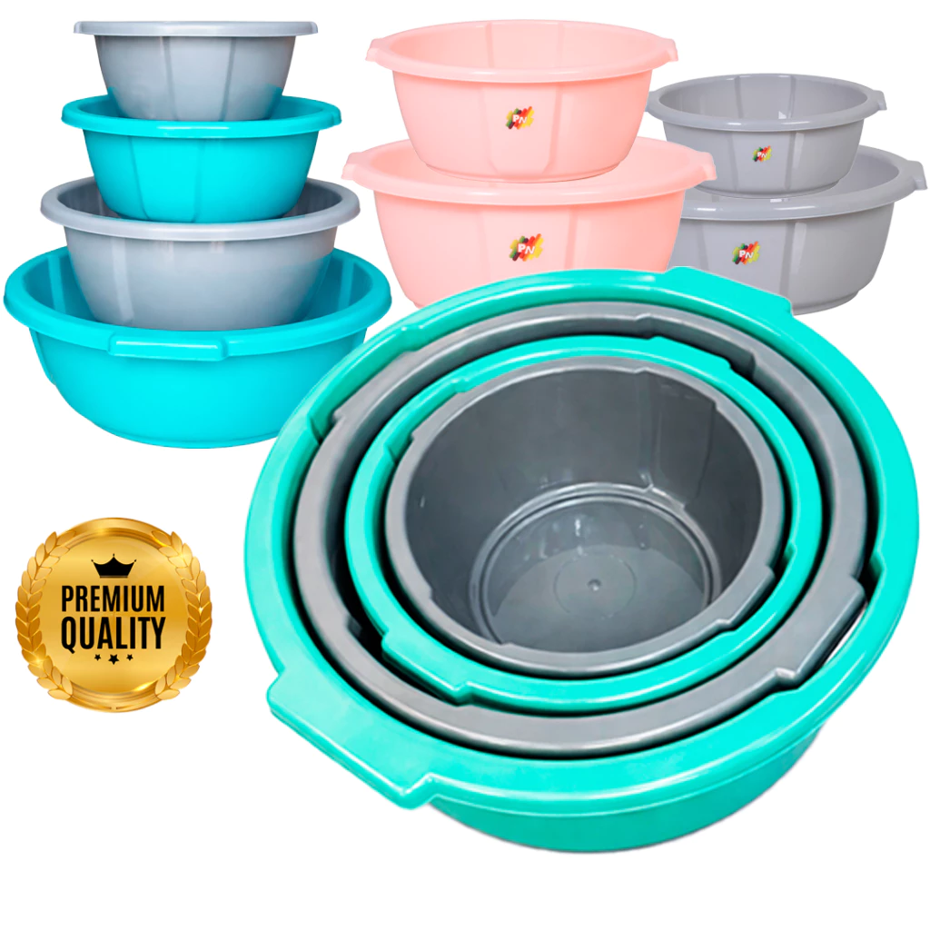 Jogo 4 Bacias Redonda Classic Prime Multiuso 2,4L + 4L + 6,5L + 9L Lavar Roupa Comidas Plastico — imagem 1