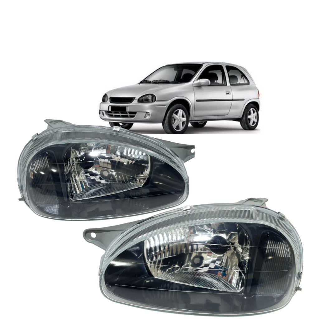 Par Farol Dianteiro Corsa Wind Classic Sedan 1994 95 96 97 A 2010 Mascara Negra