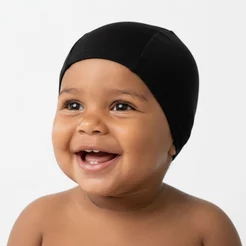 Touca Natação Bebê Menino Menina Unissex Preta Lycra Rosset Proteção UV50+ Peixinho (3 a 24 meses)