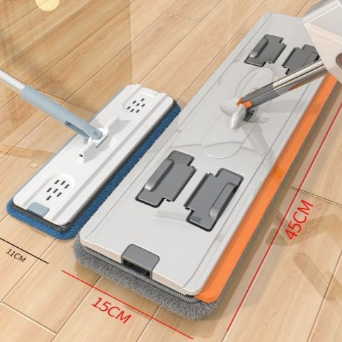 Mop Multifuncional 3 em 1 com Rotação 360° - Limpeza Extra Longa e Larga,Inclui 4 Panos de Reposição