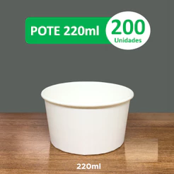 Pote de Papel Biodegradável 220ml - Kit 200 unidades