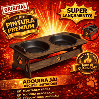 Comedouro Pet Duplo com Suporte em Madeira para Gato e Cachorro com Potes Removíveis em Oferta na Shopee