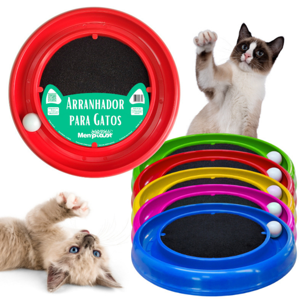 Arranhador Interativo Redondo para Gato Relax com Bolinha Antiestresse