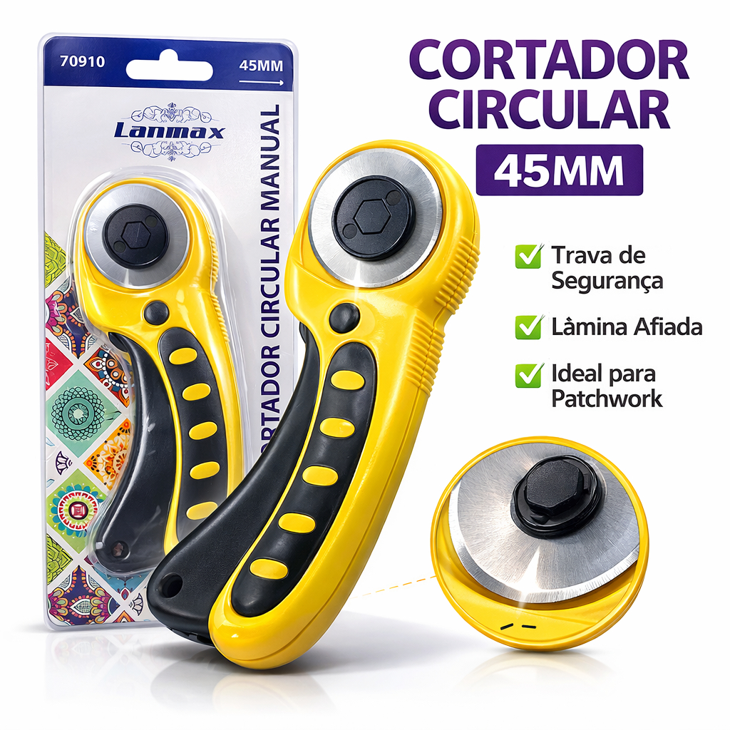Cortador Circular 45mm Lanmax Original – Para Tecido, Couro, EVA, Papel