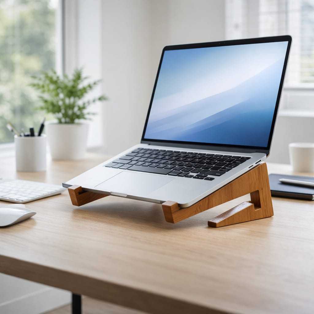 Suporte em Madeira Ergonômico  para Notebook – Home Office e Setup Profissional