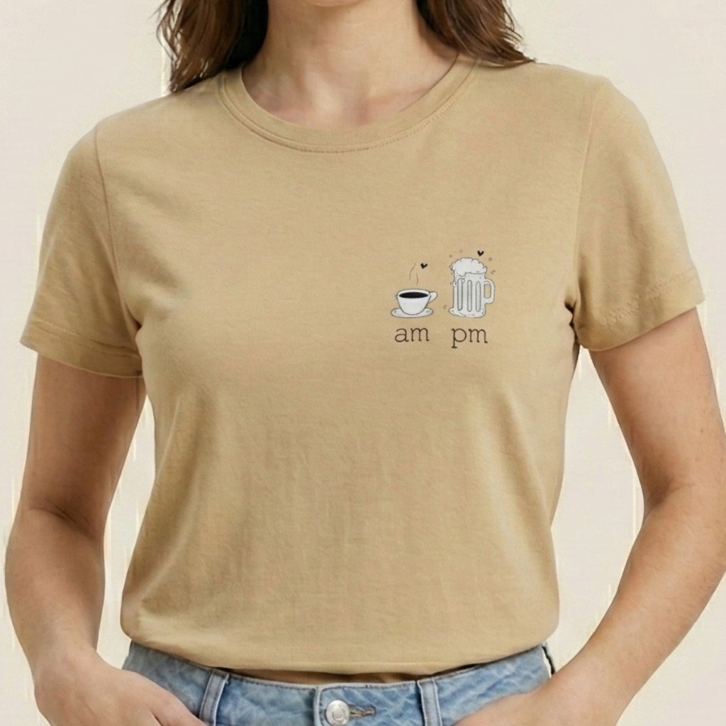 Detalhes do Tshirt Camiseta Feminina Blusa 100% Algodão Estampa Café e Cerveja