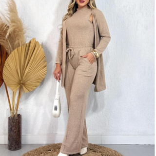 CONJUNTO FEMININO LÃNZINHA DE FRIO OUTONO INVERNO 3 PEÇAS ESTILOSO PANTALONA em Oferta na Shopee