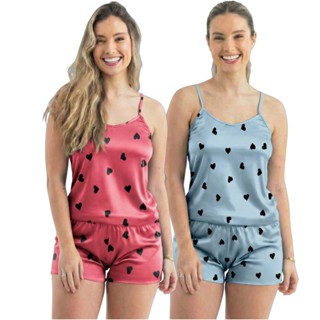 Kit 4 Peças Conjuntos Pijamas Baby Doll Short Doll Feminina Sem Bojo Conjunto Pijama Estampas Variadas em Oferta na Shopee